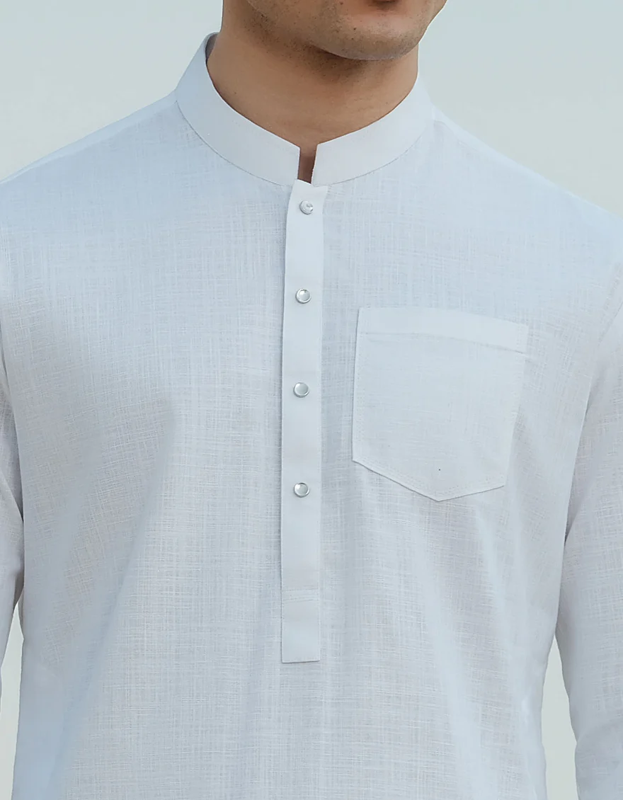 WHITE COTTON KURTA TROUSERS | JJKP-W-47364/S24/JJ9585-CL - Image 3