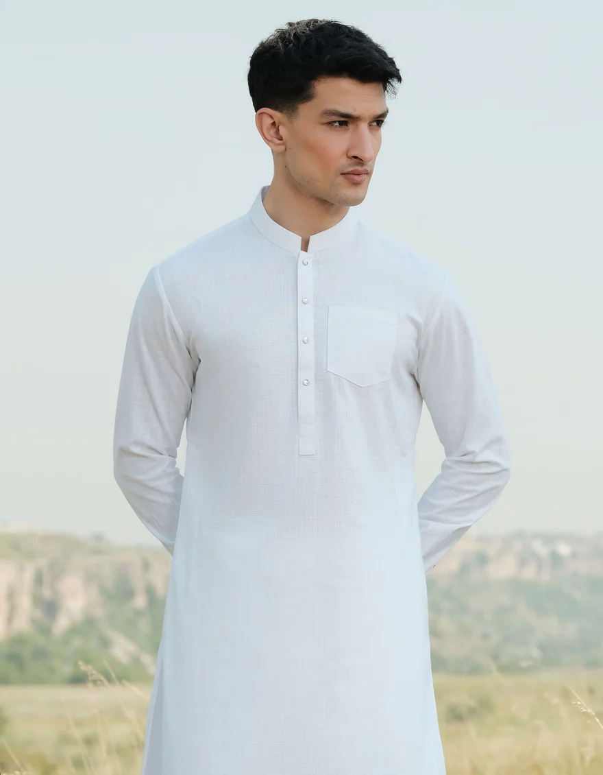 WHITE COTTON KURTA TROUSERS | JJKP-W-47364/S24/JJ9585-CL - Image 4