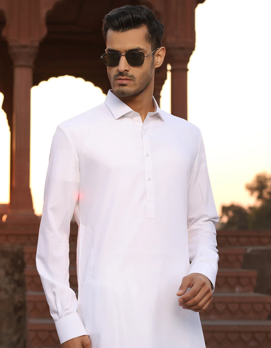 WHITE BLENDED KAMEEZ SHALWAR | JJKS-A-30727-R23-AP/S24/JJ9608-PN - Image 2