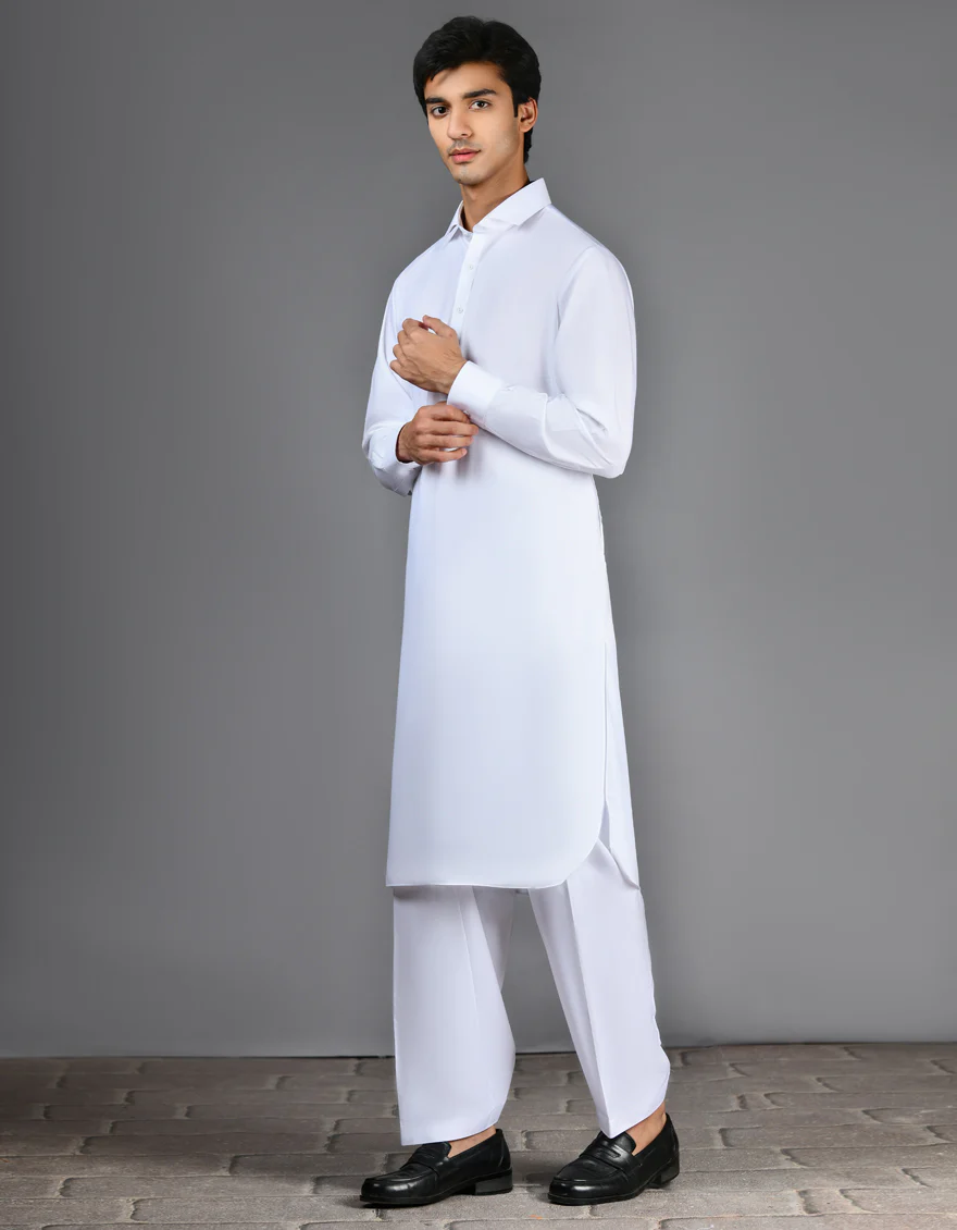 WHITE BLENDED KAMEEZ SHALWAR | JJKS-A-30727-R28-AP/S25/JJ9737-PN