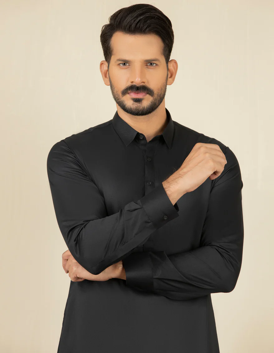 BLACK BLENDED KAMEEZ SHALWAR | JJKS-A-30729-R29-AP/S23/JJ8733-PN - Image 4