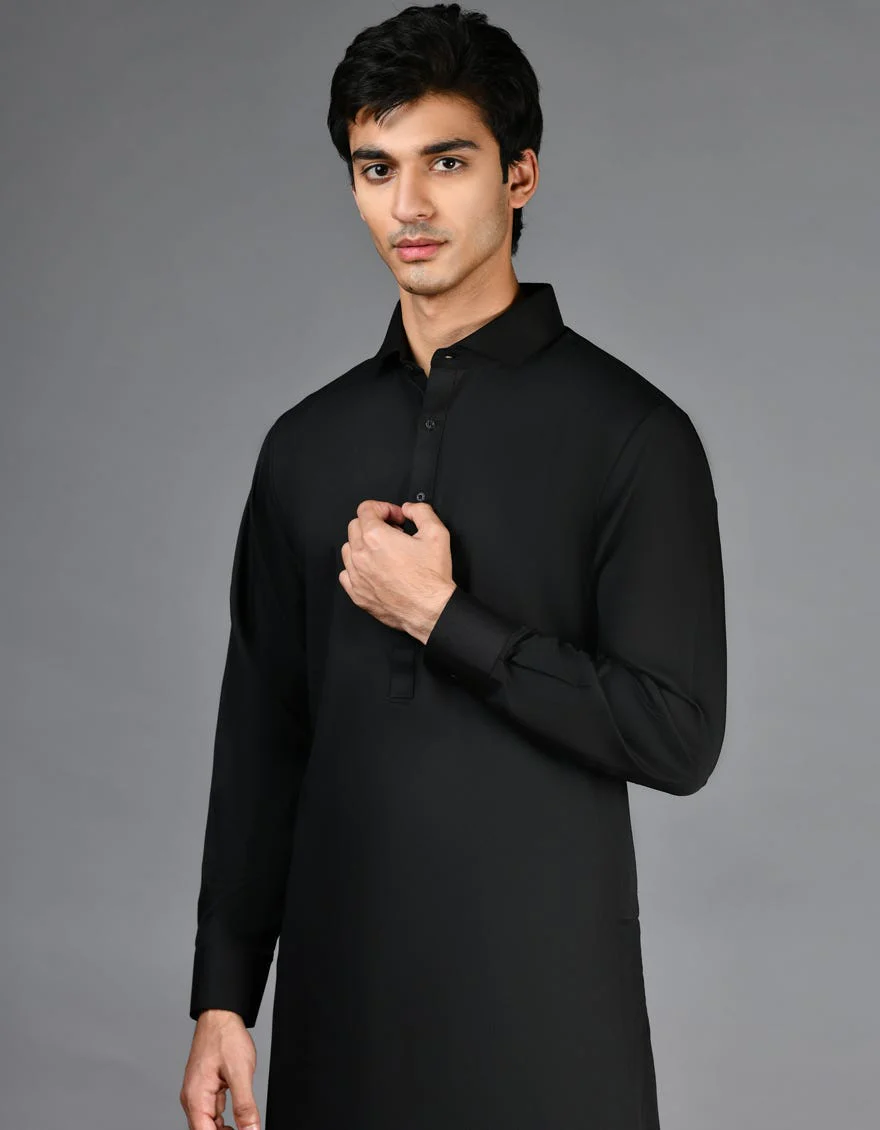 BLACK BLENDED KAMEEZ SHALWAR | JJKS-A-30729-R35-AP/S24/JJ9548-PN - Image 2