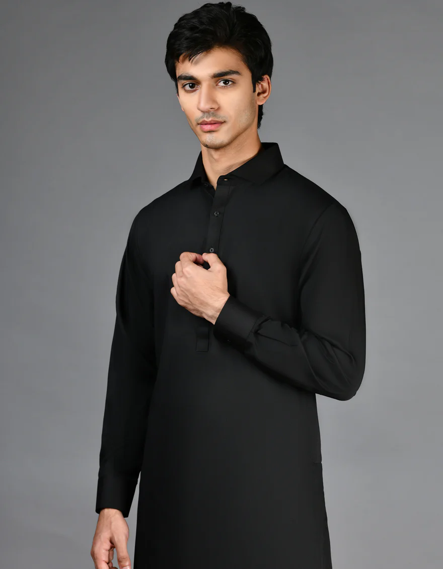 BLACK BLENDED KAMEEZ SHALWAR | JJKS-A-30729-R43-AP/S25/JJ9772-PN - Image 2