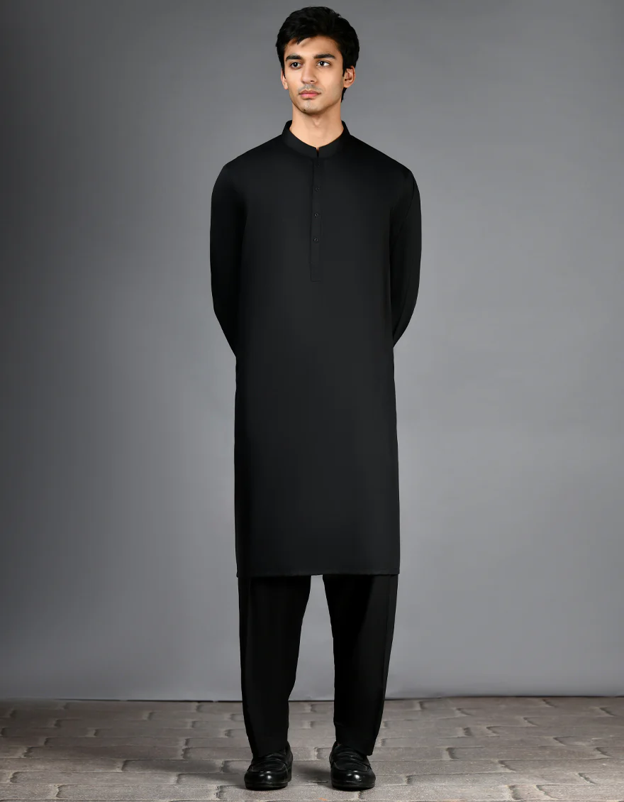 BLACK BLENDED KAMEEZ SHALWAR | JJKS-A-30778-R35-AP/S24/JJ9548-PN