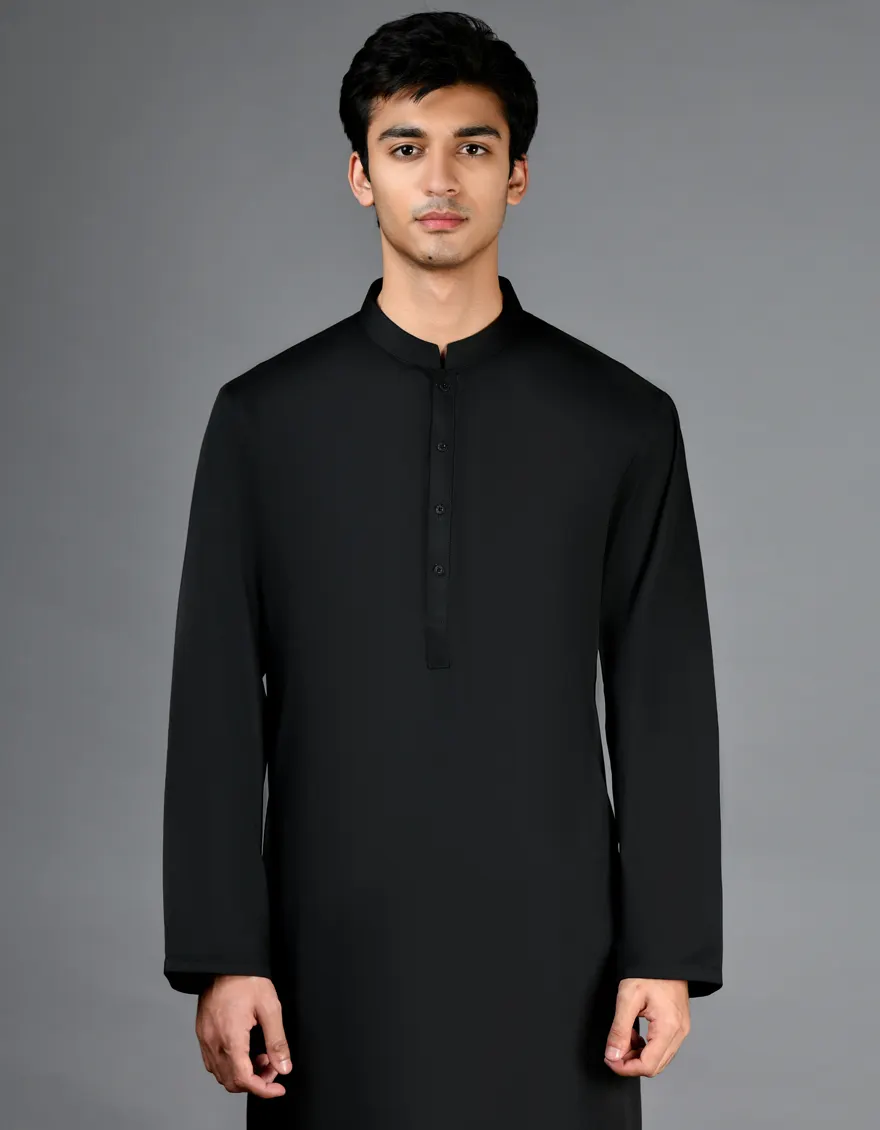 BLACK BLENDED KAMEEZ SHALWAR | JJKS-A-30778-R45-AP/S25/JJ9773-PN - Image 2