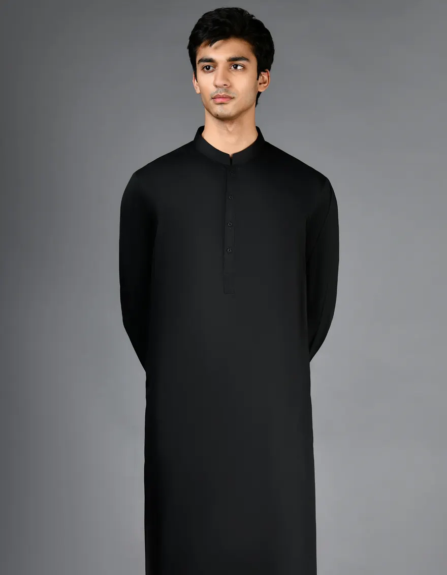 BLACK BLENDED KAMEEZ SHALWAR | JJKS-A-30778-R45-AP/S25/JJ9773-PN - Image 3