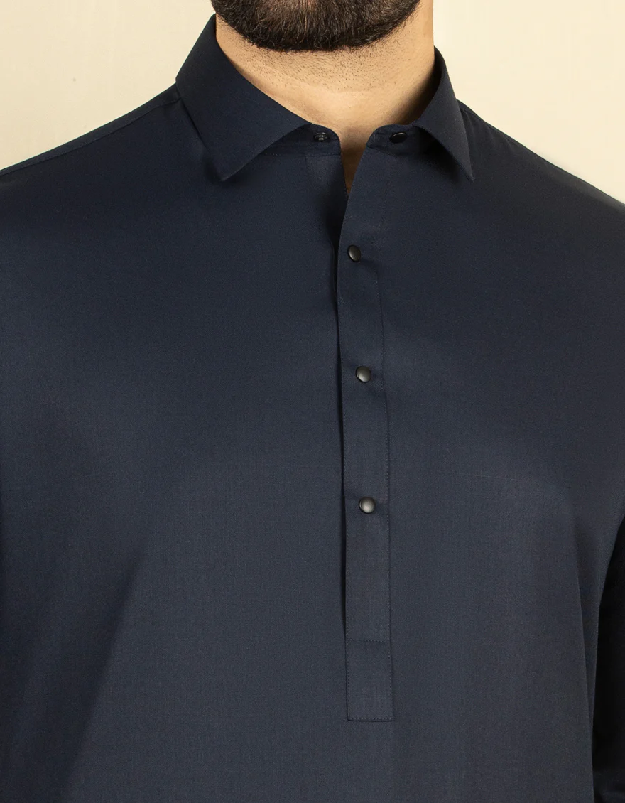 NAVY BLUE BLENDED KAMEEZ SHALWAR | JJKS-A-30779-R30-AP/S24/JJ9250-PN - Image 2