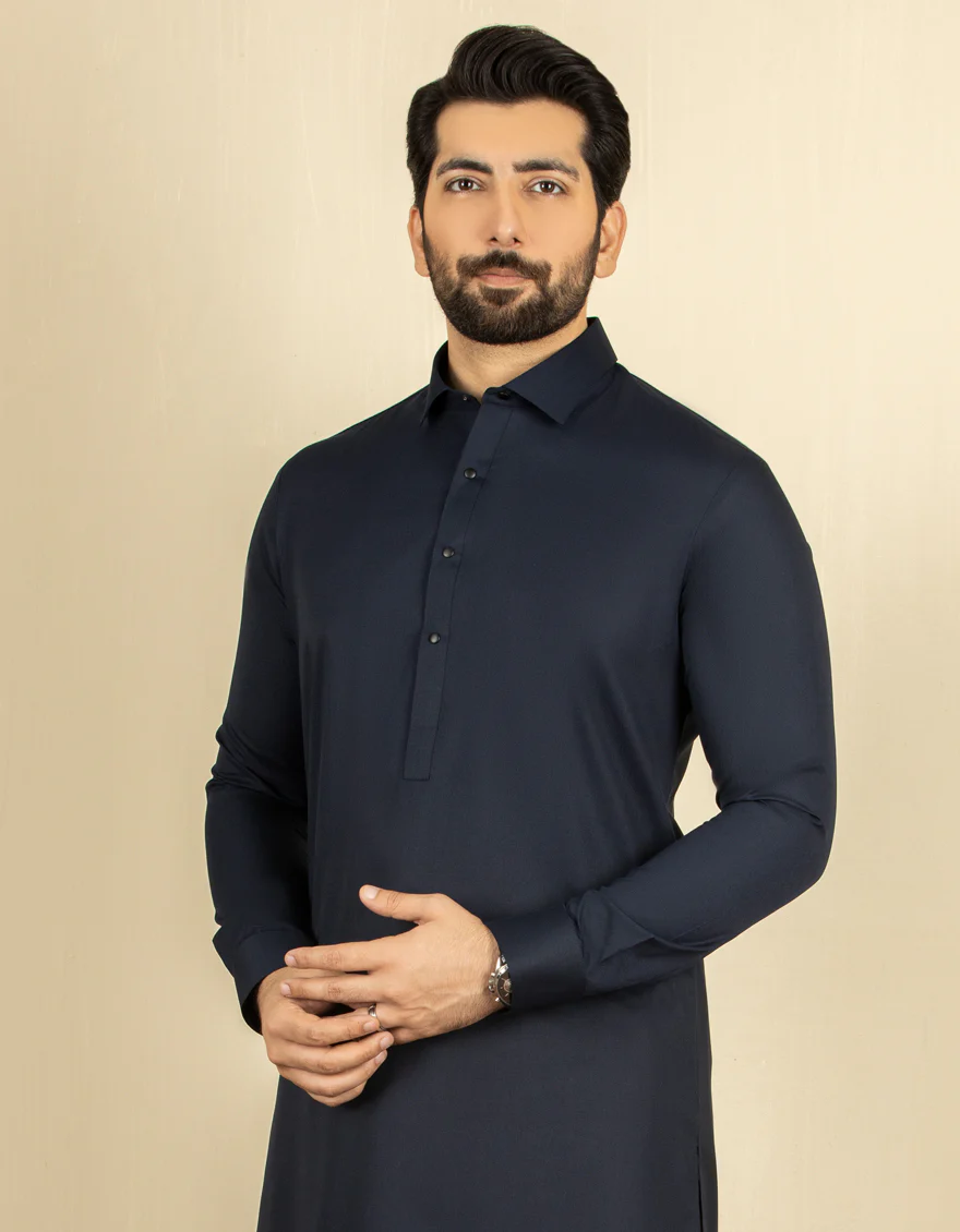 NAVY BLUE BLENDED KAMEEZ SHALWAR | JJKS-A-30779-R30-AP/S24/JJ9250-PN - Image 4