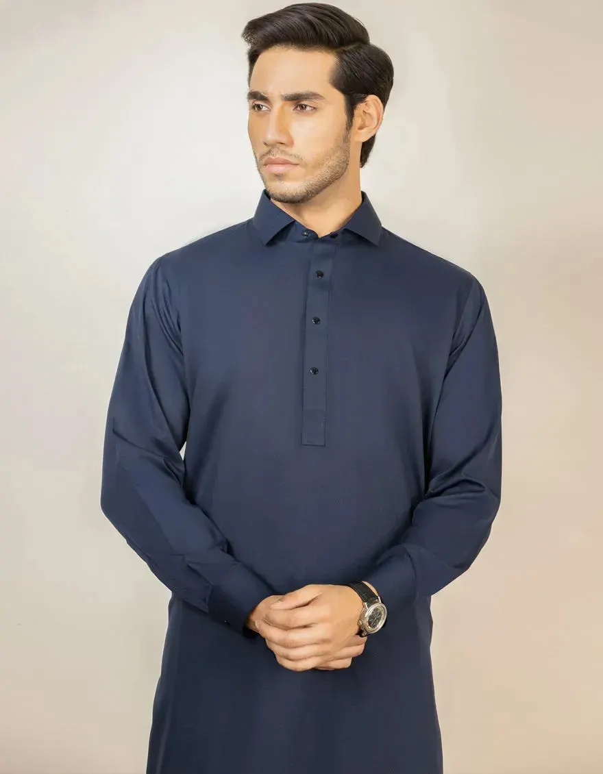 NAVY BLUE BLENDED KAMEEZ SHALWAR | JJKS-A-30779-R46-AP/S25/JJ9771-PN - Image 2
