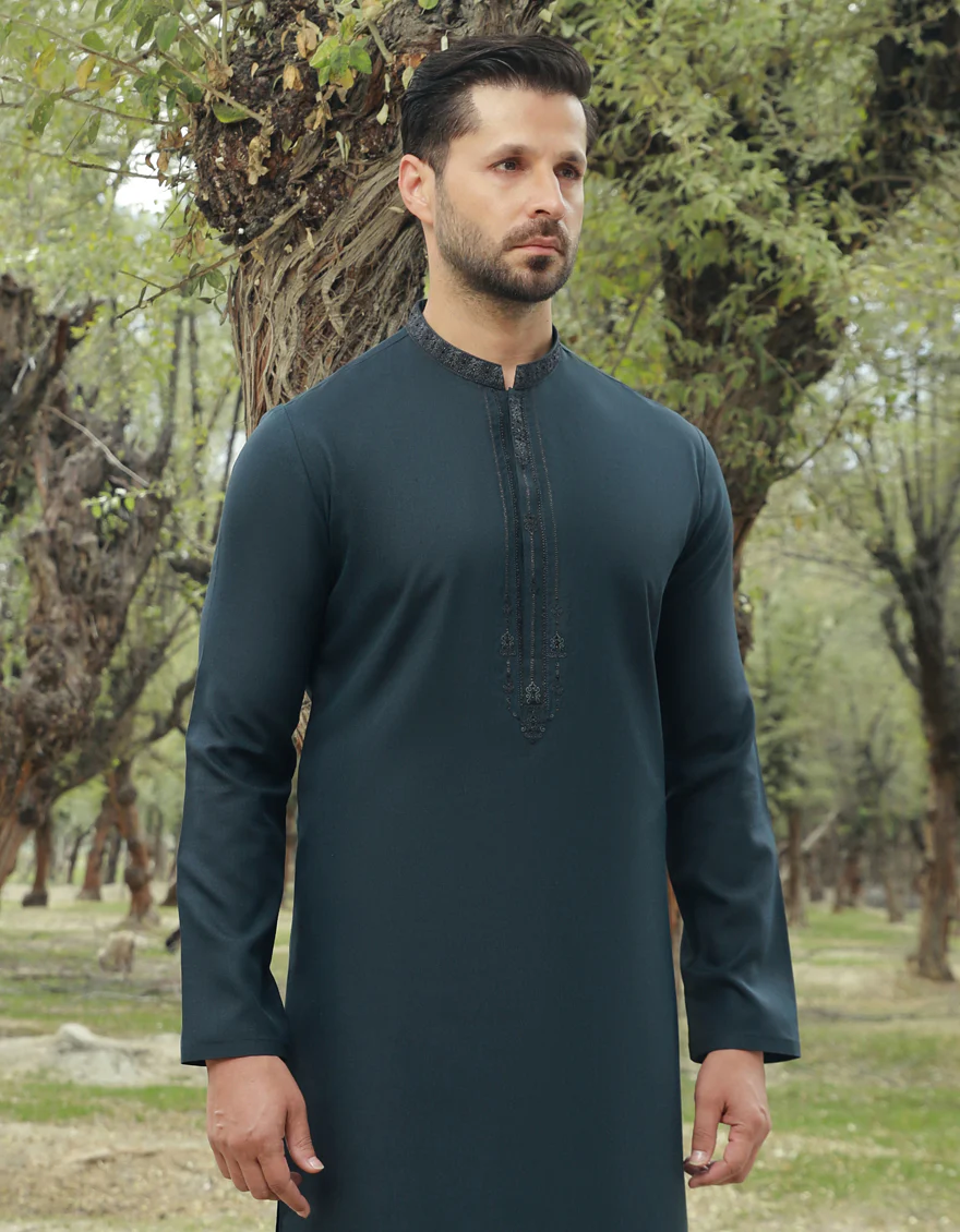 BLUE BLENDED KAMEEZ SHALWAR | JJKS-A-32847/S24/JJ8 - Image 2