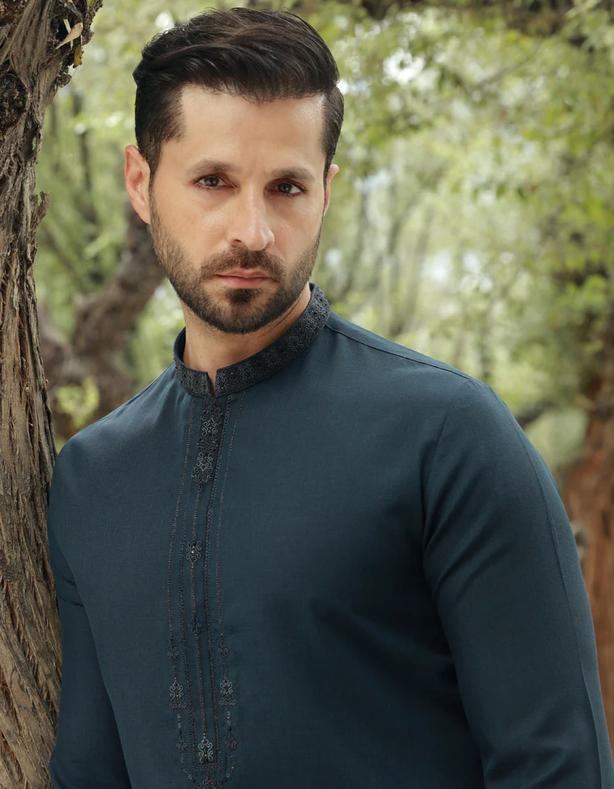 BLUE BLENDED KAMEEZ SHALWAR | JJKS-A-32847/S24/JJ8 - Image 3