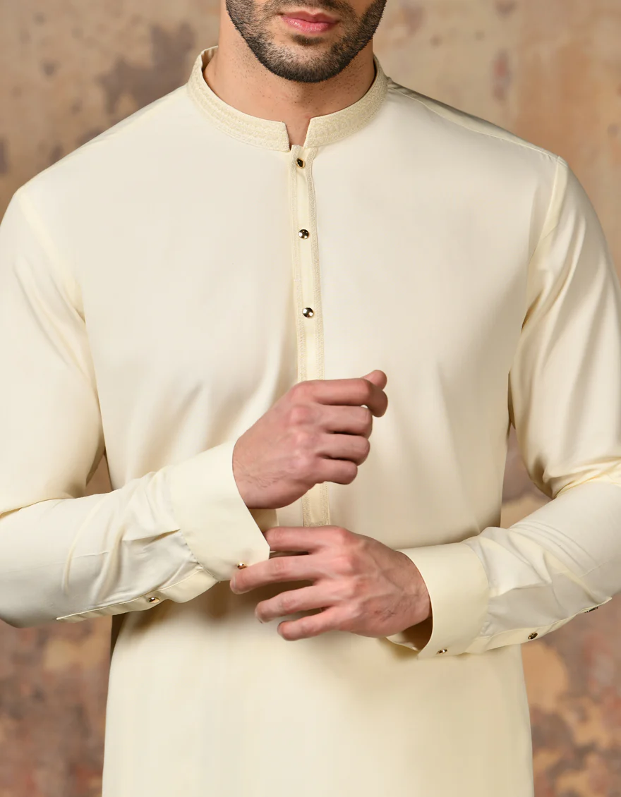 WHITE BLENDED KAMEEZ SHALWAR | JJKS-A-32914/S24/JJ9466-SF - Image 3