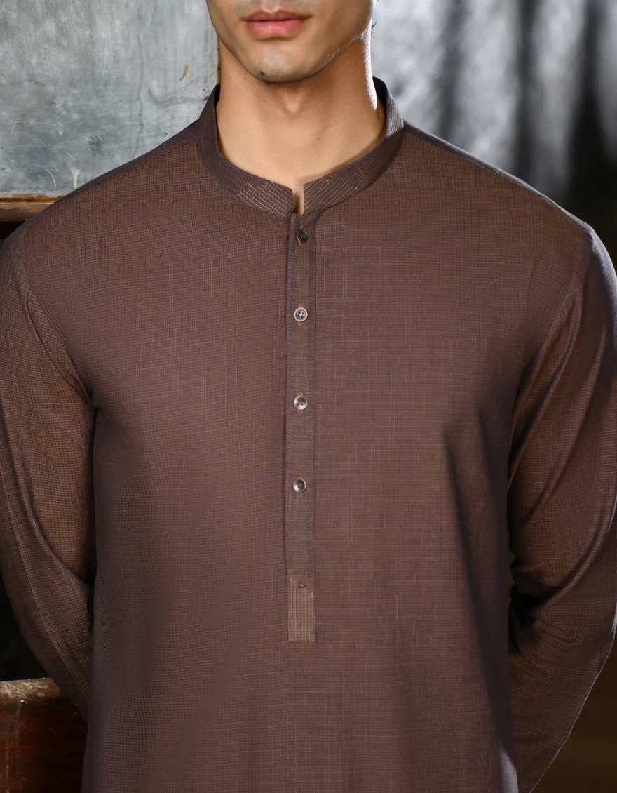 BROWN COTTON KAMEEZ SHALWAR | JJKS-A-32925/S24/JJ8983-CL - Image 4