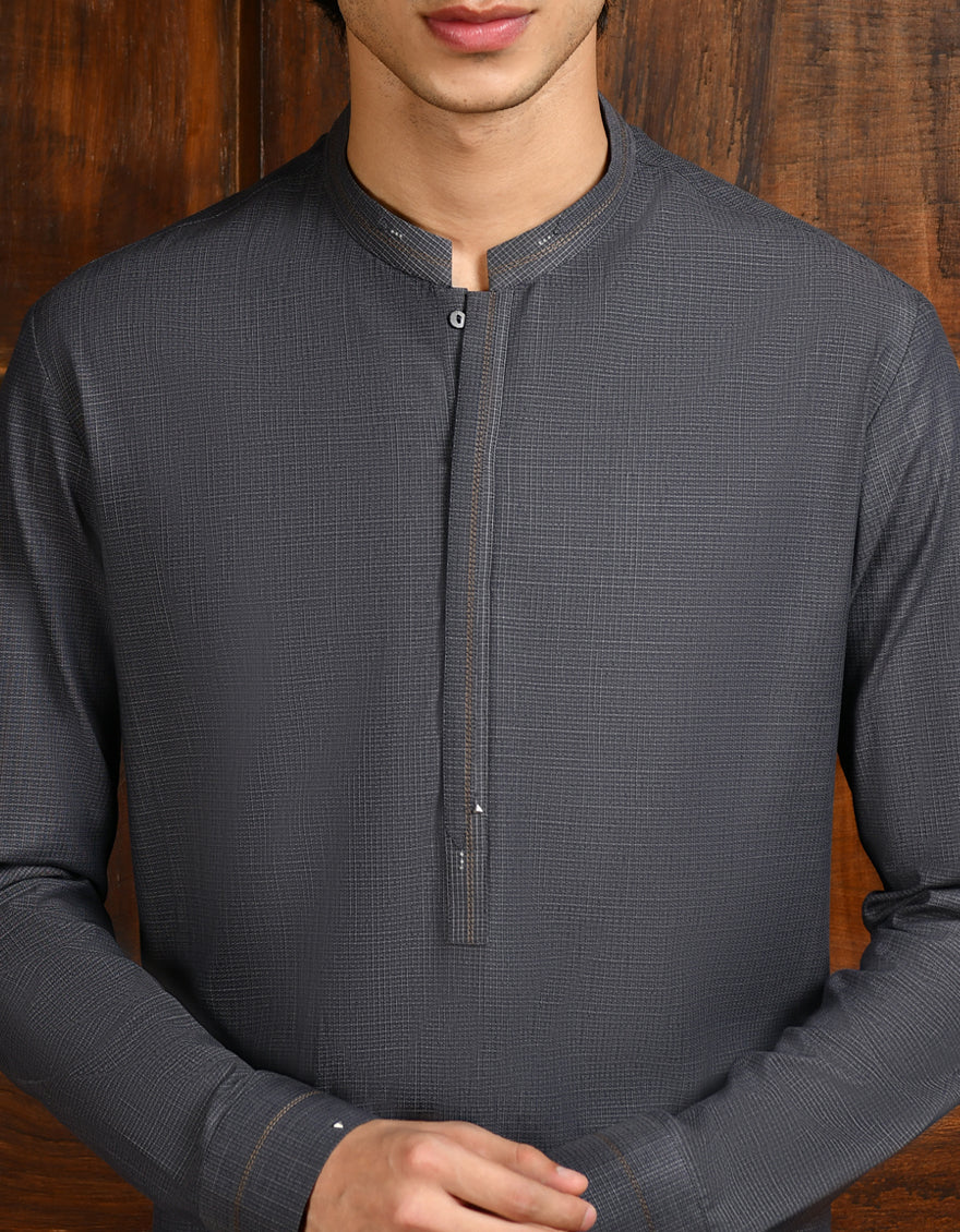 GREY COTTON KAMEEZ SHALWAR | JJKS-A-32926/S24/JJ8983-CL - Image 3