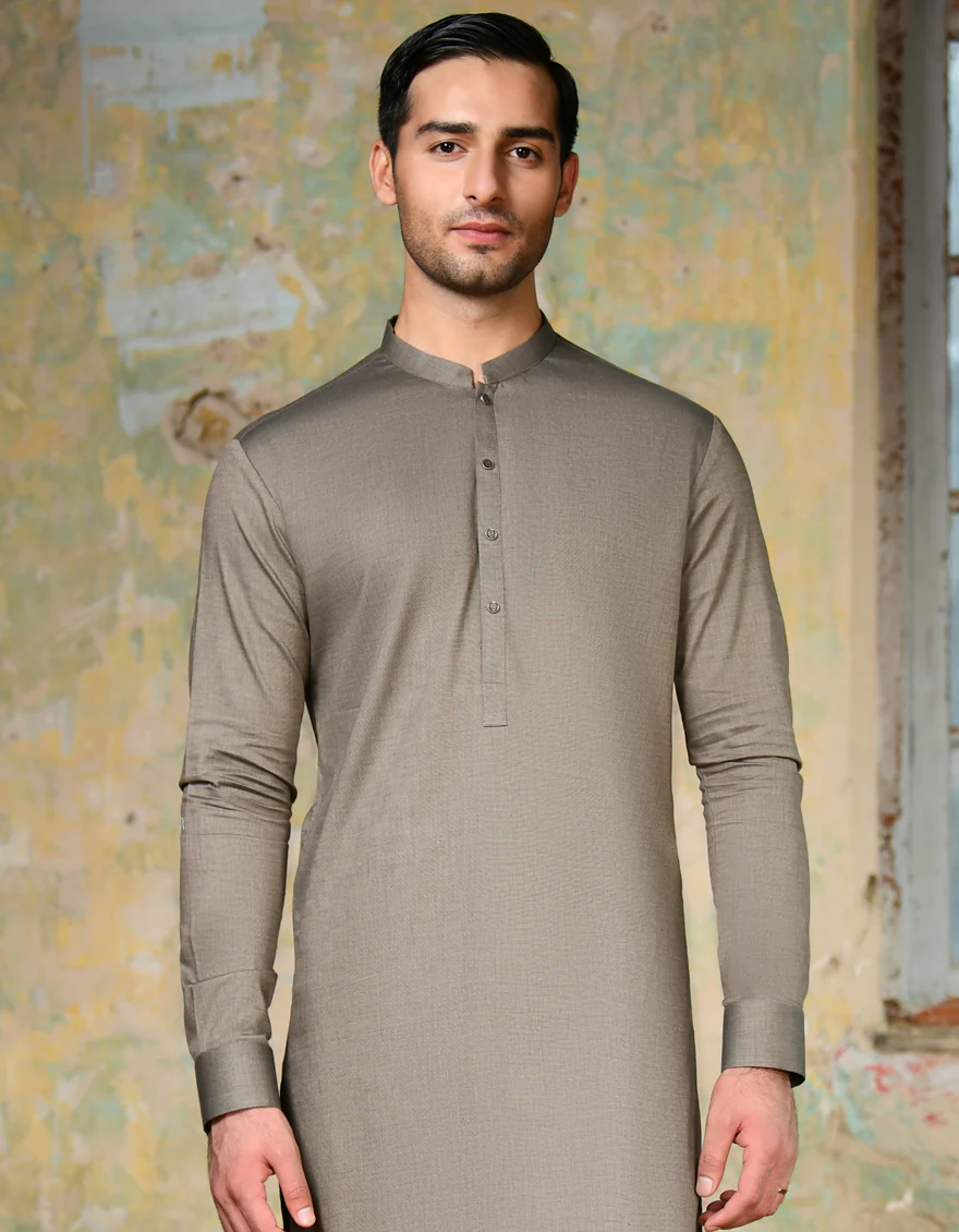 BROWN COTTON KAMEEZ SHALWAR | JJKS-A-32929/S24/JJ8961-PN - Image 2