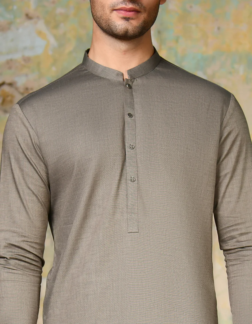 BROWN COTTON KAMEEZ SHALWAR | JJKS-A-32929/S24/JJ8961-PN - Image 3