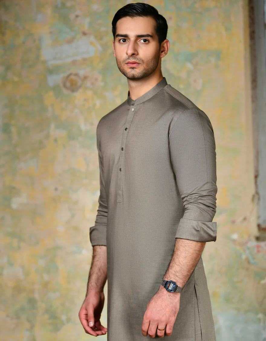 BROWN COTTON KAMEEZ SHALWAR | JJKS-A-32929/S24/JJ8961-PN - Image 4