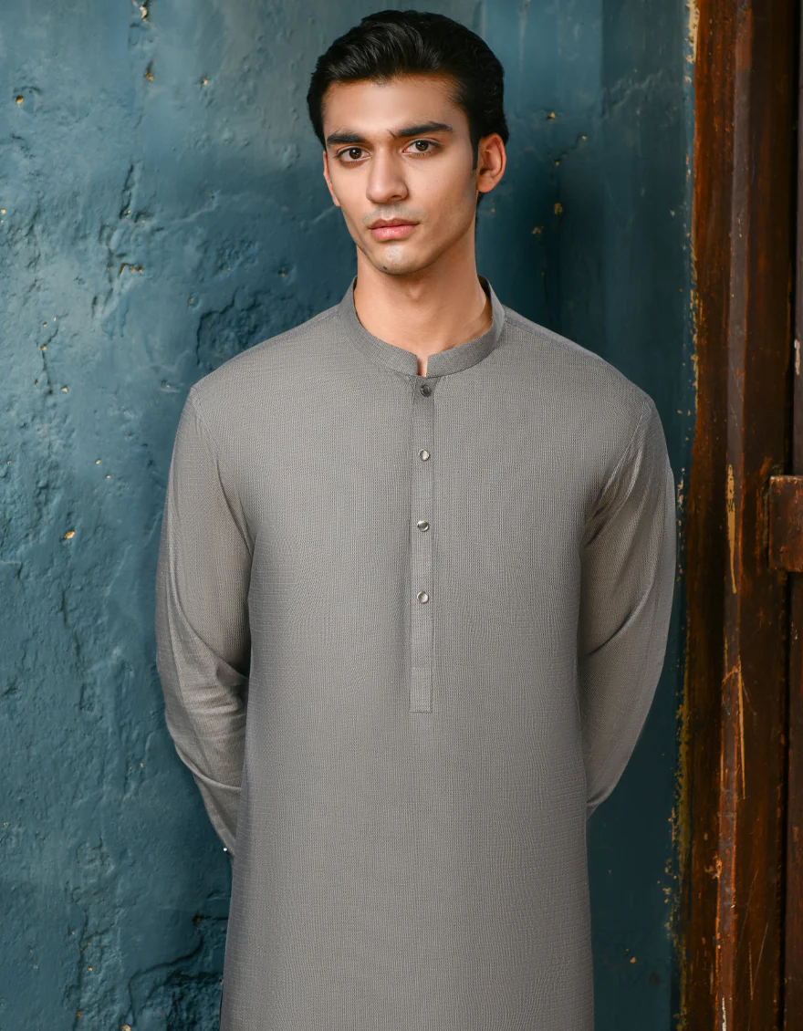GREY COTTON KAMEEZ SHALWAR | JJKS-A-32930/S24/JJ8986-PN - Image 2