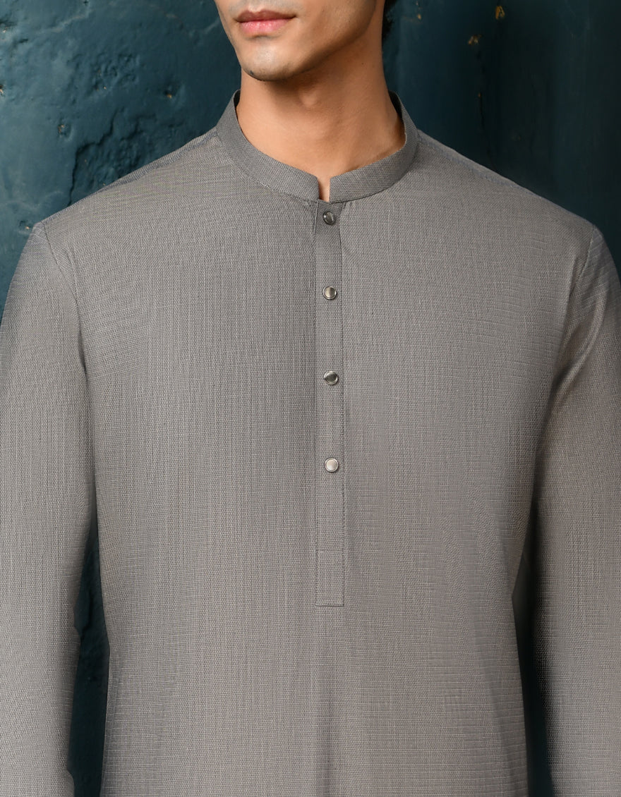 GREY COTTON KAMEEZ SHALWAR | JJKS-A-32930/S24/JJ8986-PN - Image 3