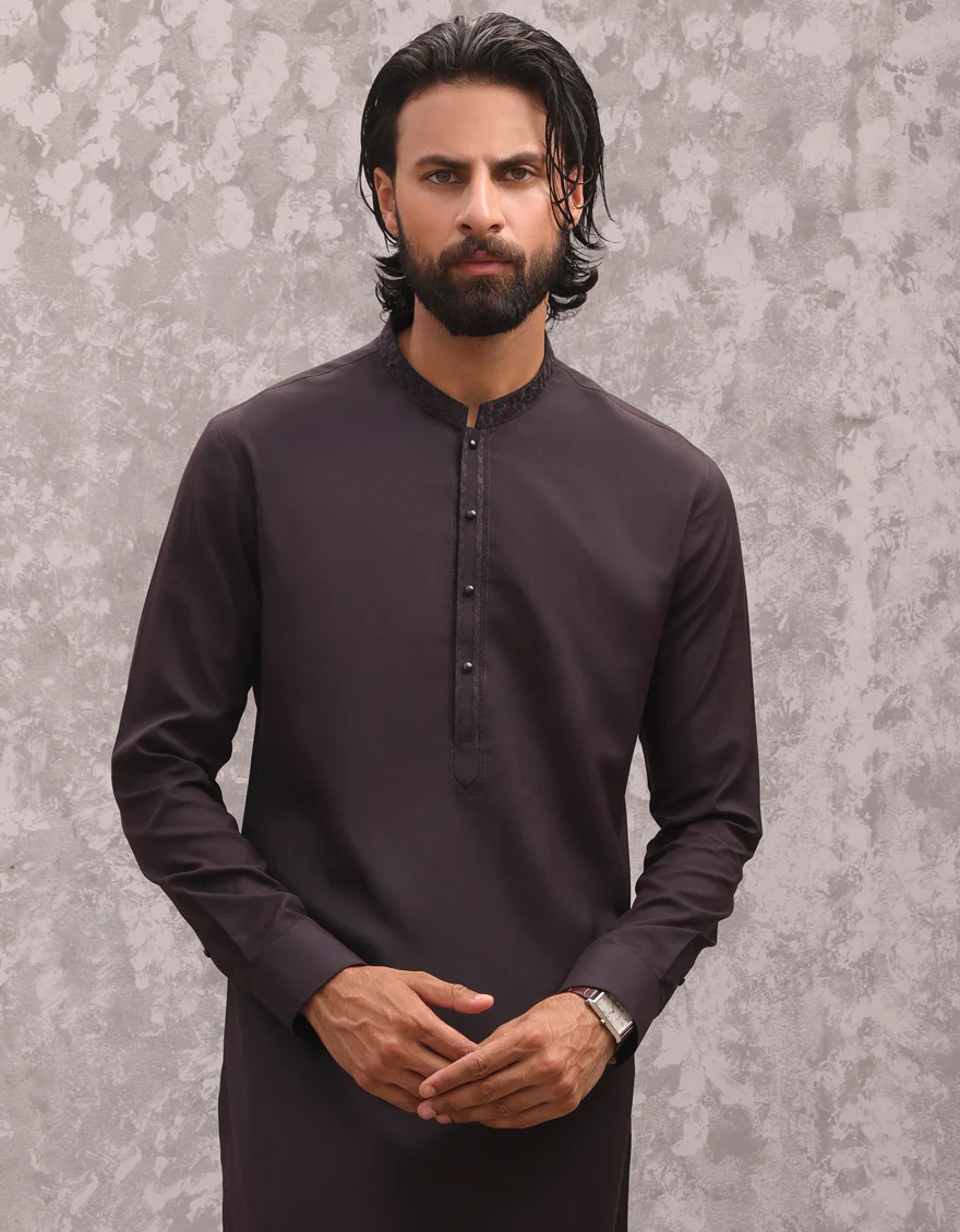 BROWN BLENDED KAMEEZ SHALWAR | JJKS-A-32949/S24/JJ9363-SF - Image 2
