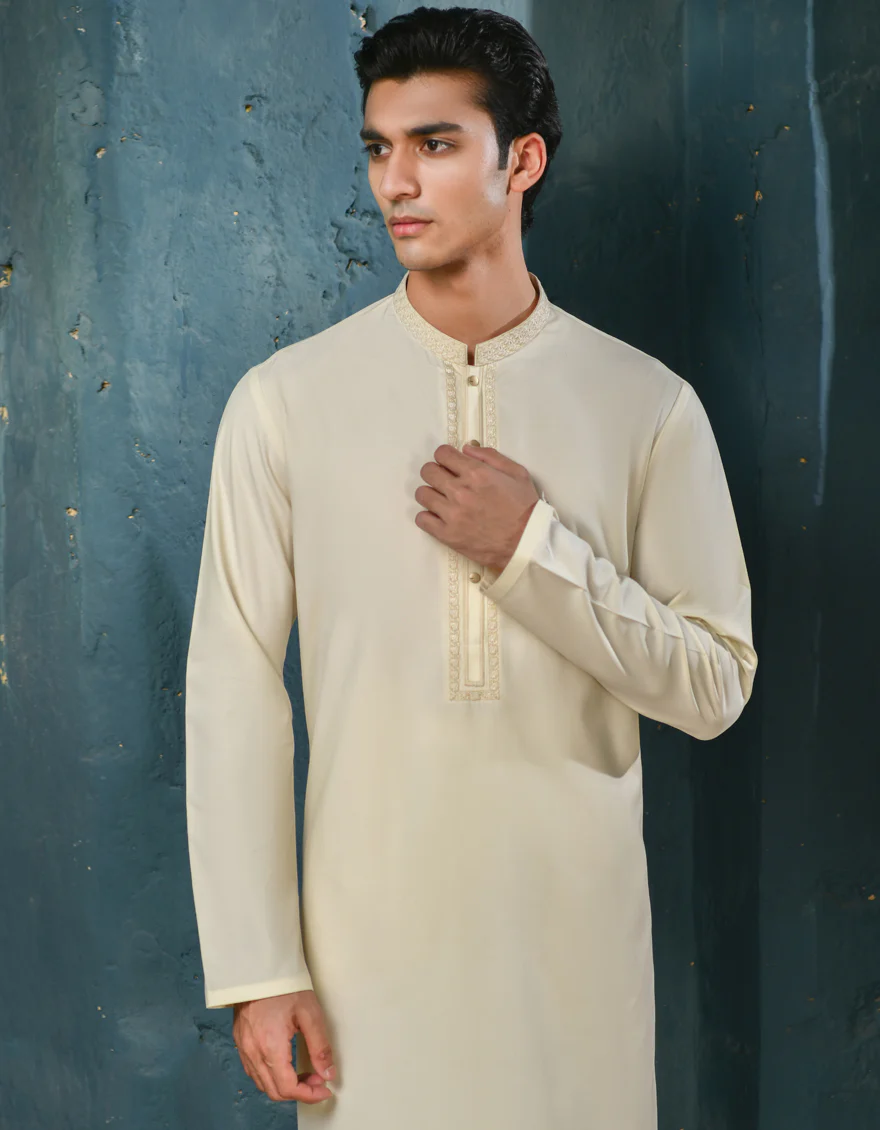 WHITE BLENDED KAMEEZ SHALWAR | JJKS-A-32950/S24/JJ9228-SF - Image 2