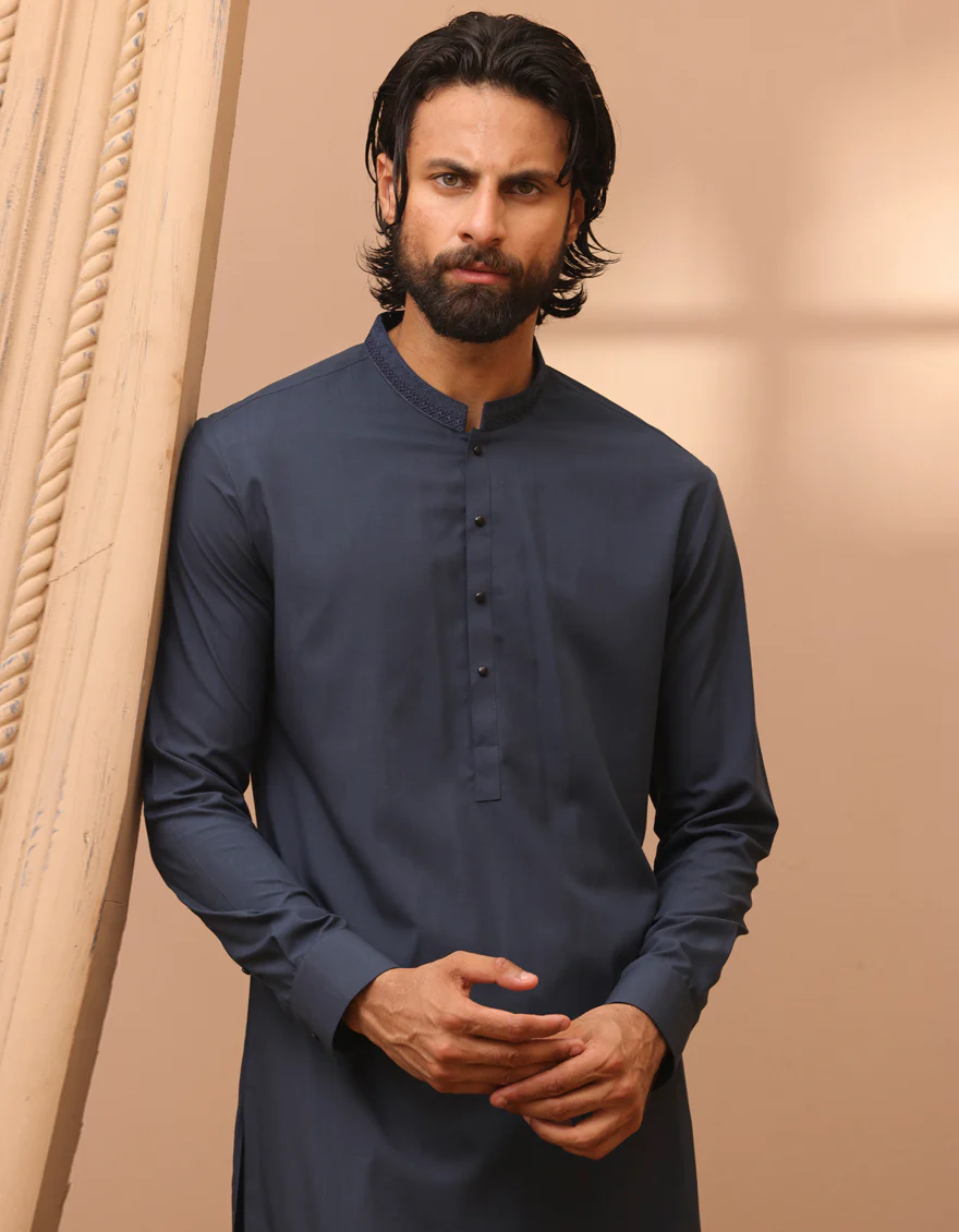 BLUE BLENDED KAMEEZ SHALWAR | JJKS-A-32959/S24/JJ9230-SF - Image 3