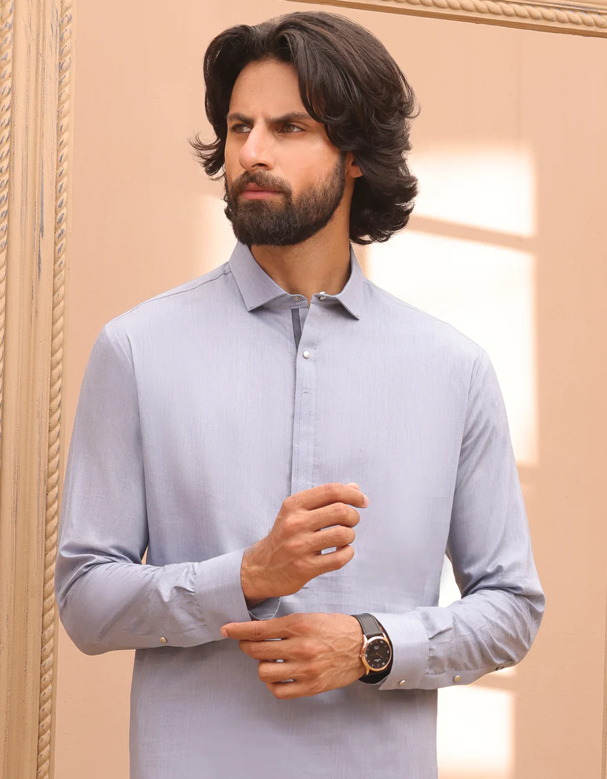 BLUE COTTON KAMEEZ SHALWAR | JJKS-A-32962/S24/JJ9343-CL - Image 2