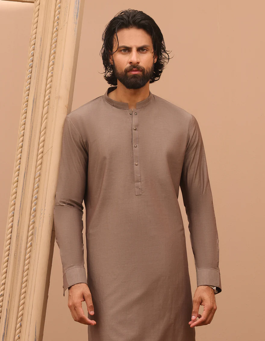BROWN COTTON KAMEEZ SHALWAR | JJKS-A-32968/S24/JJ8933-CL - Image 3