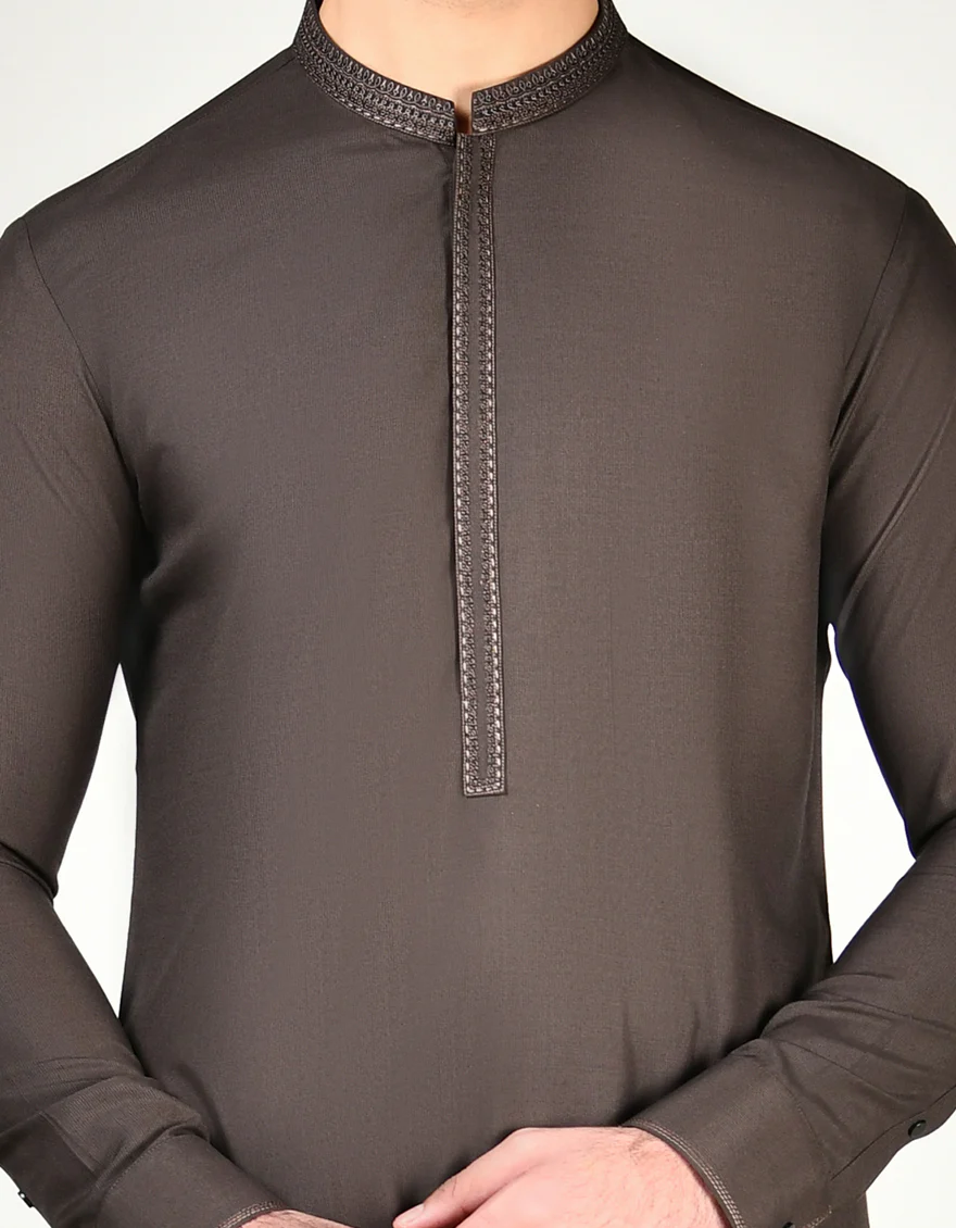BROWN BLENDED KAMEEZ SHALWAR | JJKS-A-32988/S24/JJ9346-SF - Image 2