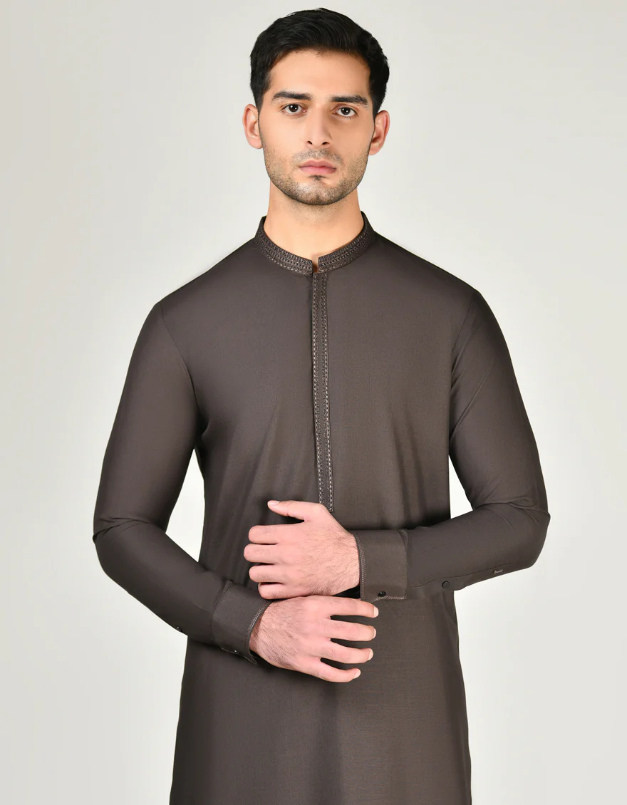 BROWN BLENDED KAMEEZ SHALWAR | JJKS-A-32988/S24/JJ9346-SF - Image 3