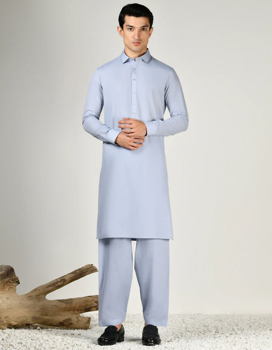 BLUE BLENDED KAMEEZ SHALWAR | JJKS-A-32995/S24/JJ9429-CL