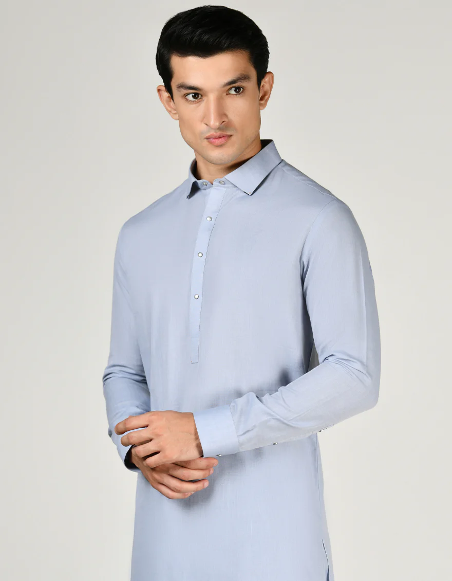 BLUE BLENDED KAMEEZ SHALWAR | JJKS-A-32995/S24/JJ9429-CL - Image 2