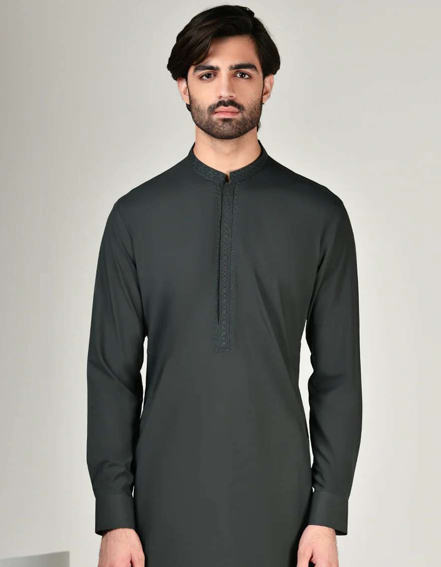 GREEN BLENDED KAMEEZ SHALWAR | JJKS-A-33006/S24/JJ8729-SF - Image 3