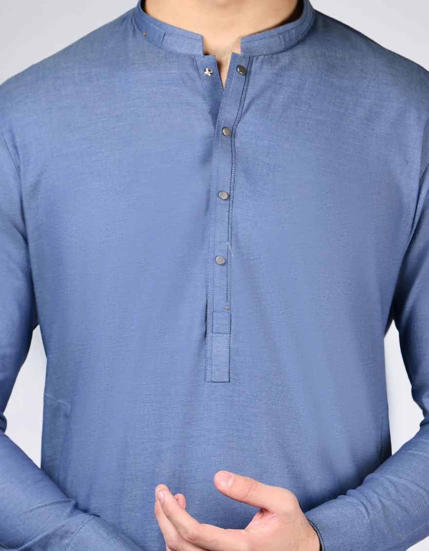 DENIM BLUE COTTON KAMEEZ SHALWAR | JJKS-A-33011/S24/JJ9484-CL - Image 3