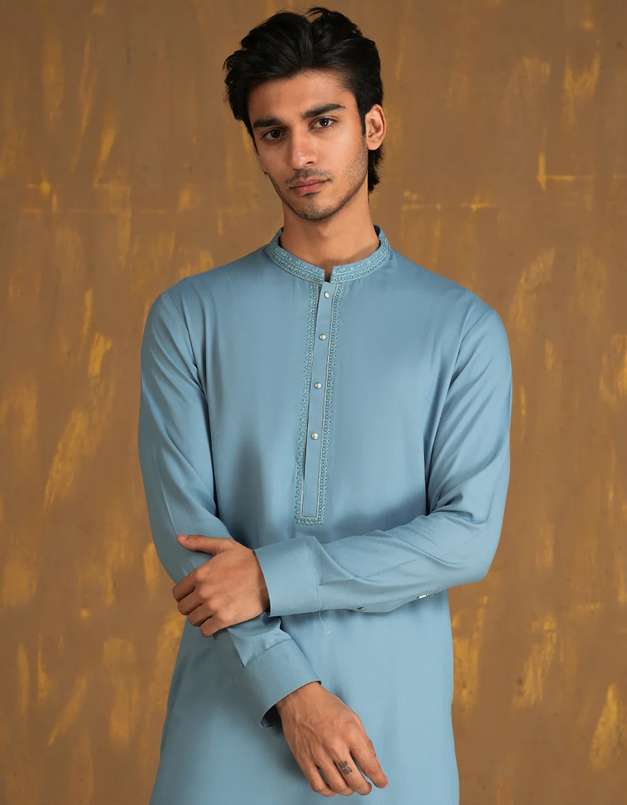 SKY BLUE KAMEEZ SHALWAR | JJKS-A-33077/S24/JJ9256-SF - Image 2