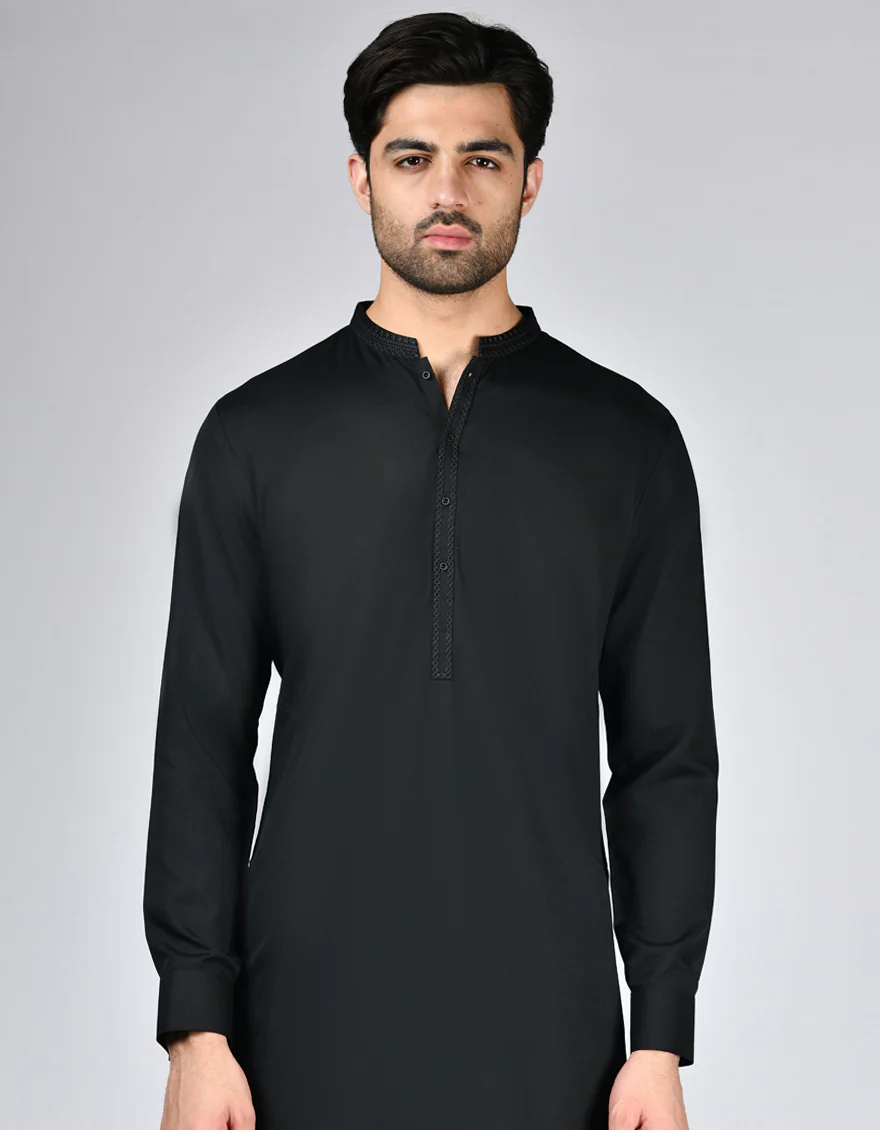 BLACK BLENDED KAMEEZ SHALWAR | JJKS-A-33085/S24/JJ9364-SF - Image 2