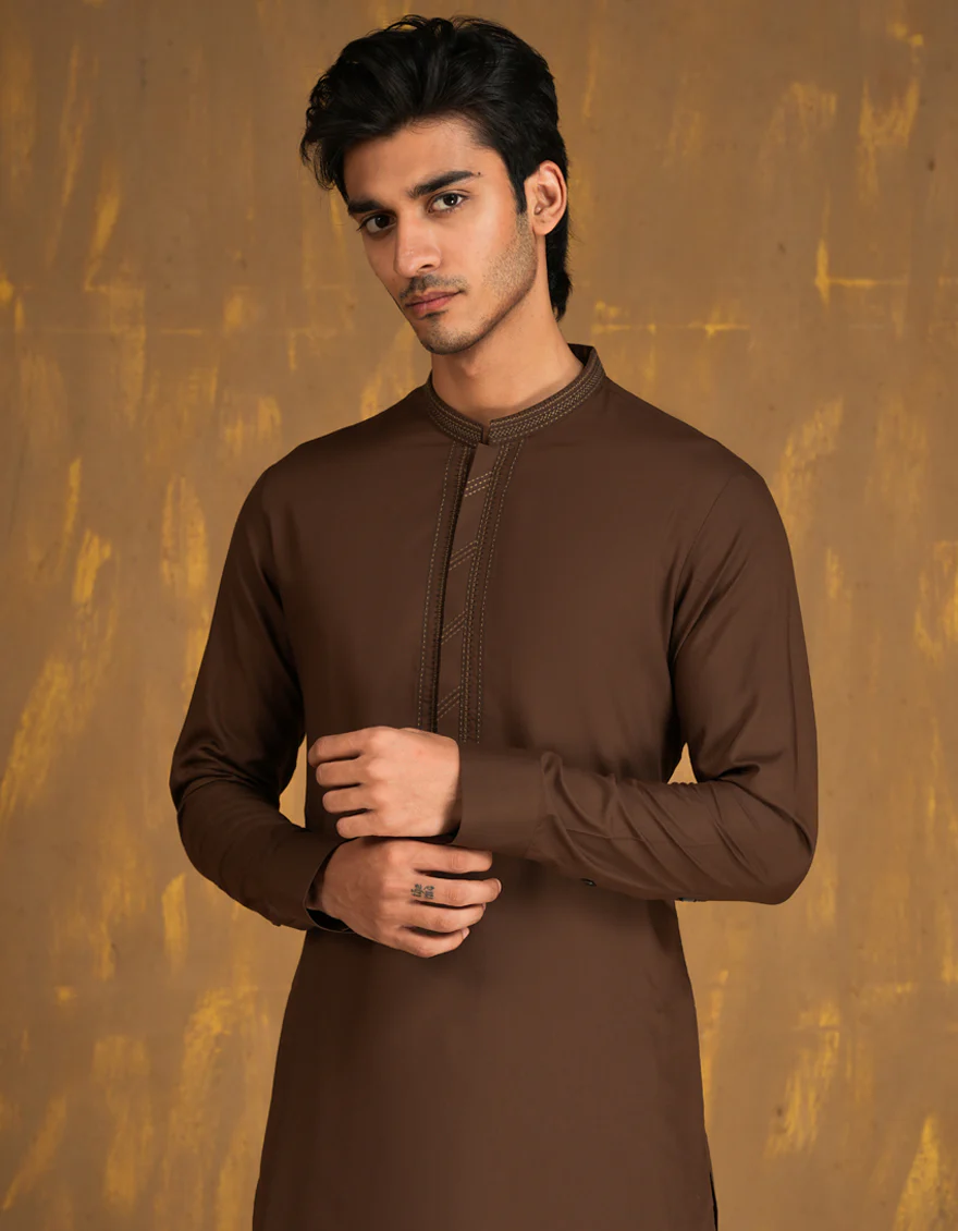 BROWN BLENDED KAMEEZ SHALWAR | JJKS-A-33089/S24/JJ8868-SF - Image 2