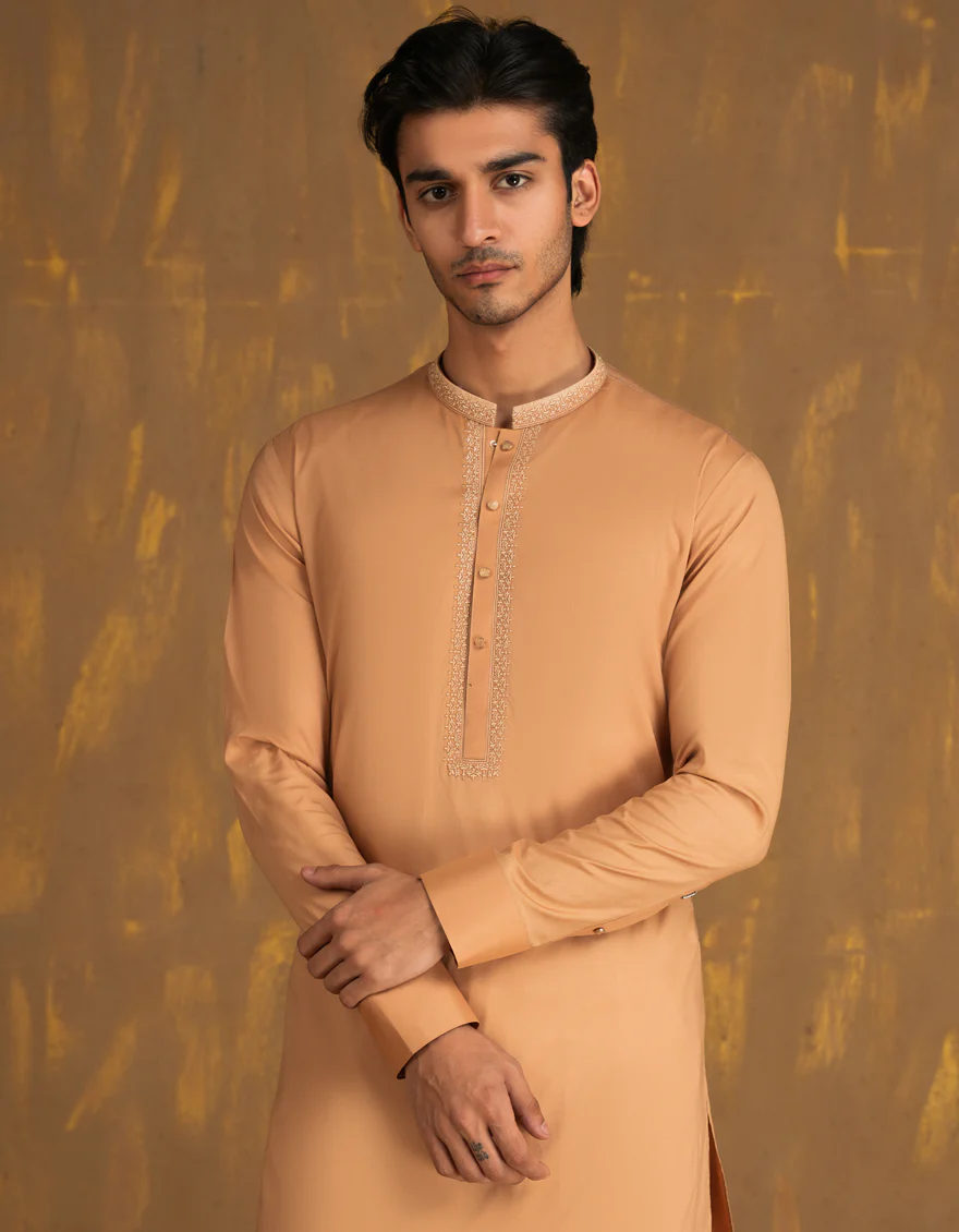 BISCUIT BROWN BLENDED KAMEEZ SHALWAR | JJKS-A-33090/S24/JJ9285-SF - Image 2