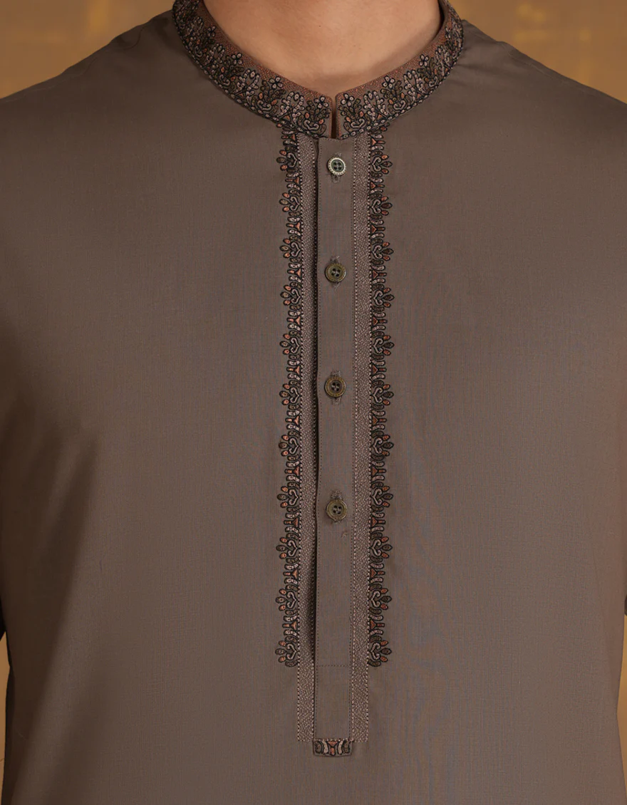 BROWN BLENDED KAMEEZ SHALWAR | JJKS-A-33095/S24/JJ8835-SF - Image 3