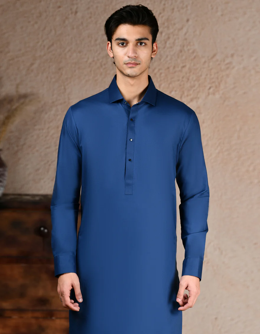 BLUE COTTON KAMEEZ SHALWAR | JJKS-A-33200/S25/JJ9 - Image 2