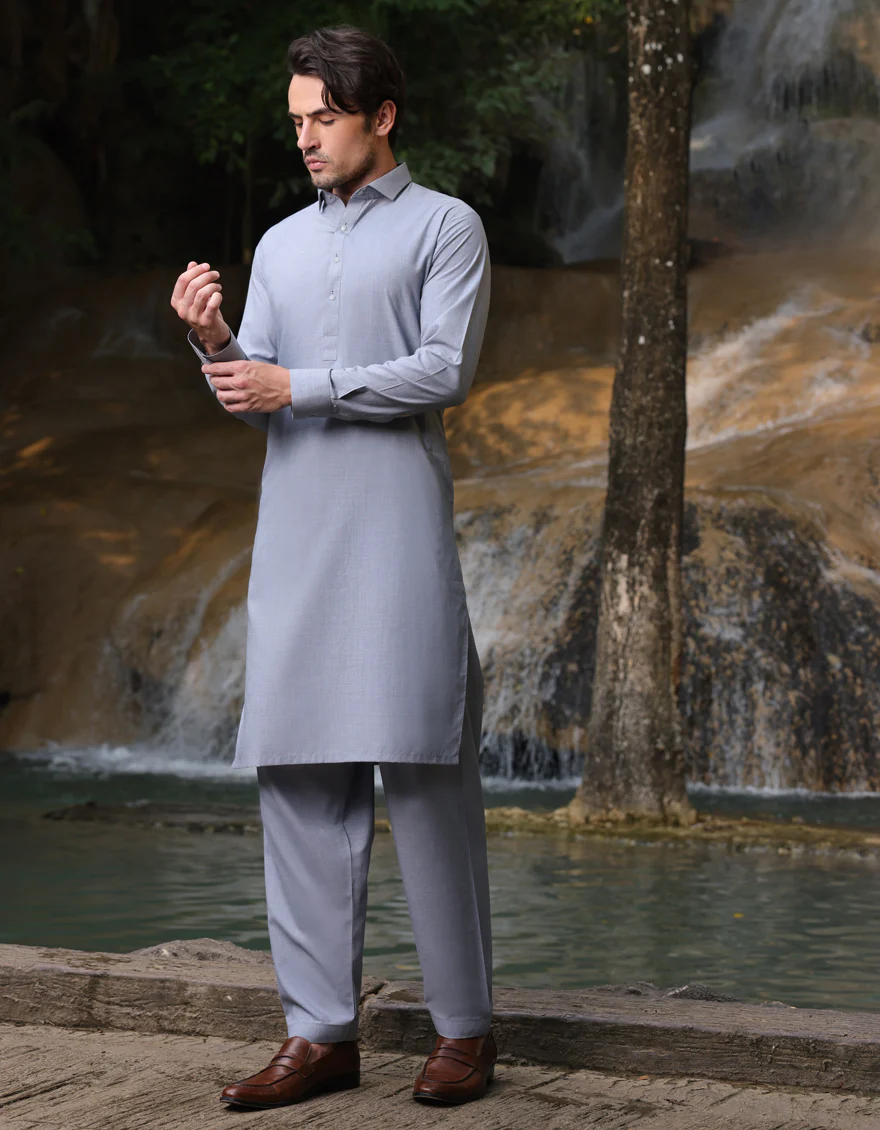 GREY BLENDED KAMEEZ SHALWAR | JJKS-A-33213/S25/JJ9935-CL - Image 4