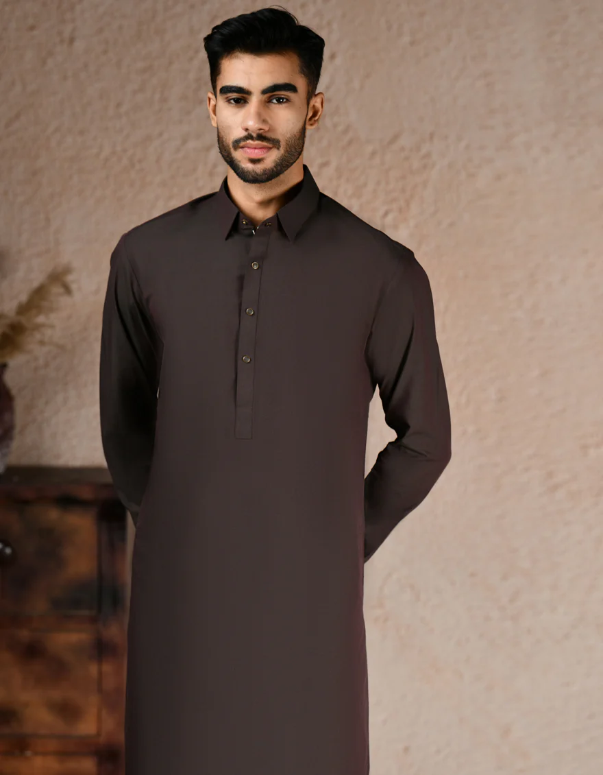 BROWN BLENDED KAMEEZ SHALWAR | JJKS-A-33242/S25/JJ9 - Image 2