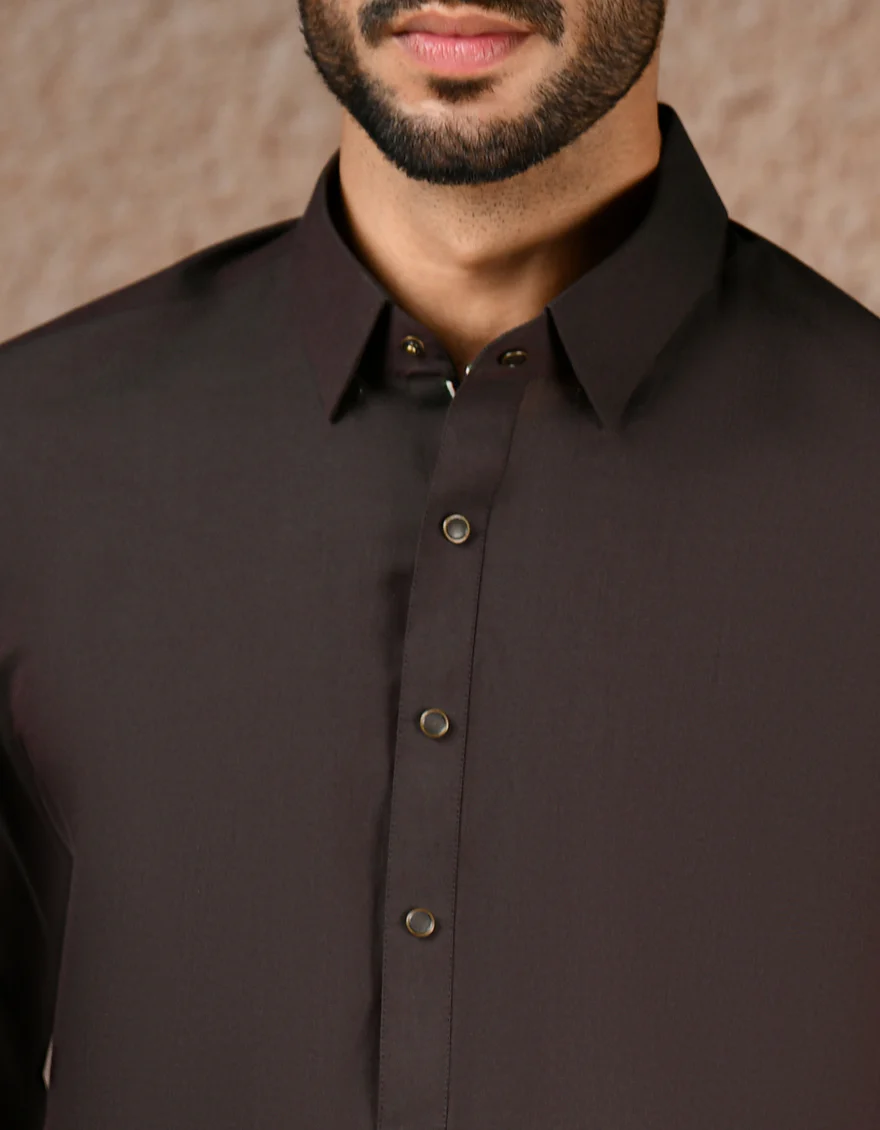 BROWN BLENDED KAMEEZ SHALWAR | JJKS-A-33242/S25/JJ9 - Image 3