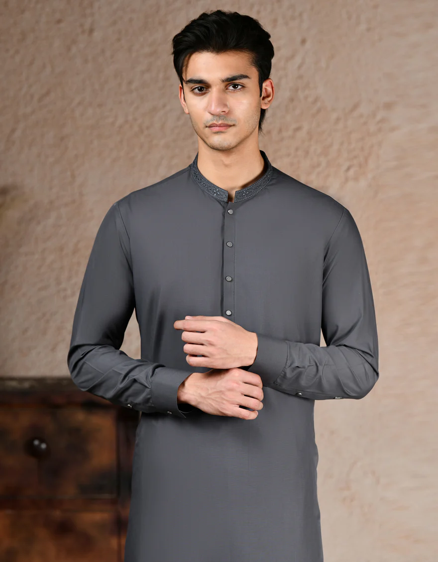 GREY BLENDED KAMEEZ SHALWAR | JJKS-A-33248/S25/JJ9 - Image 2