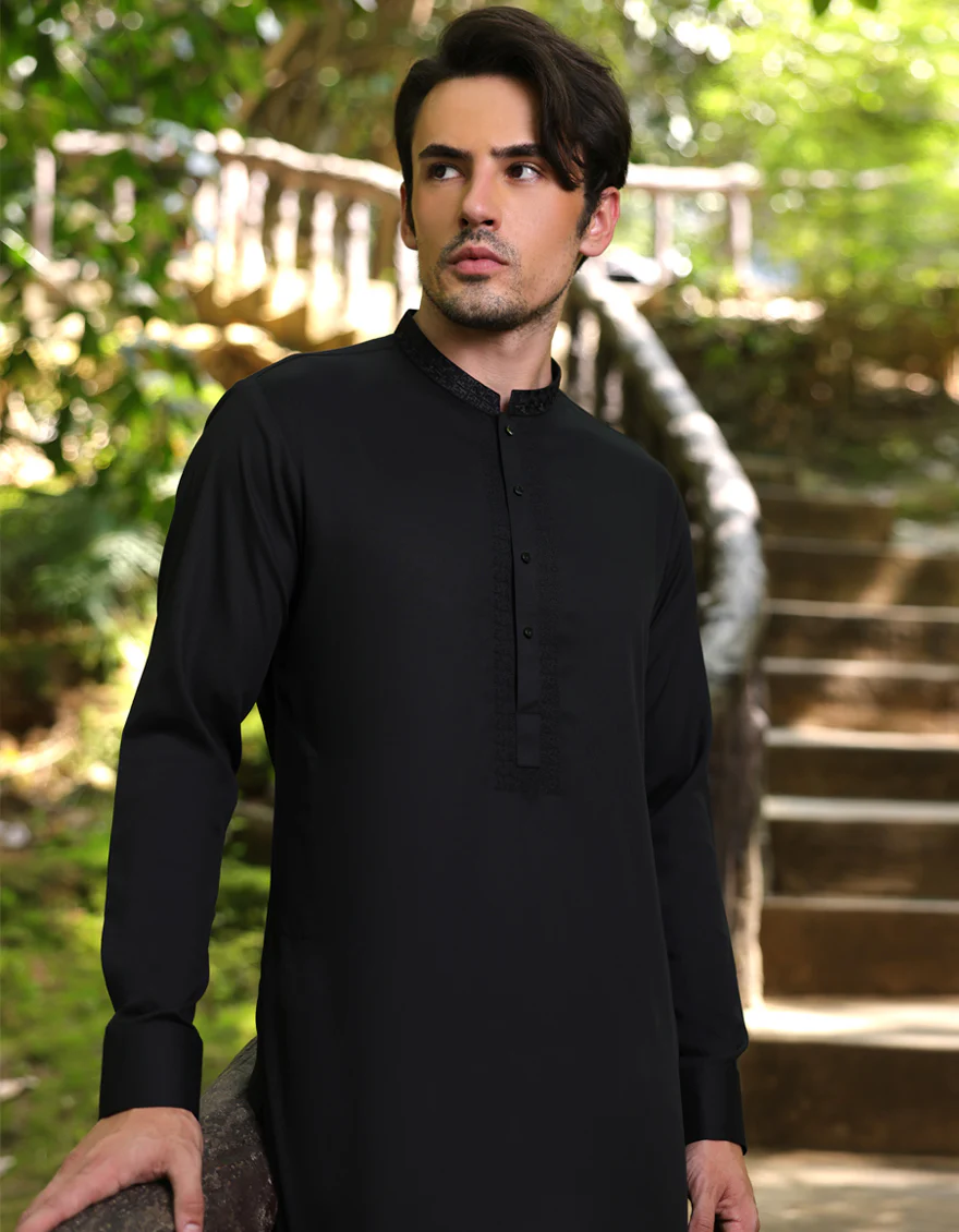 BLACK BLENDED KAMEEZ SHALWAR | JJKS-A-33253/S25/JJ9 - Image 2