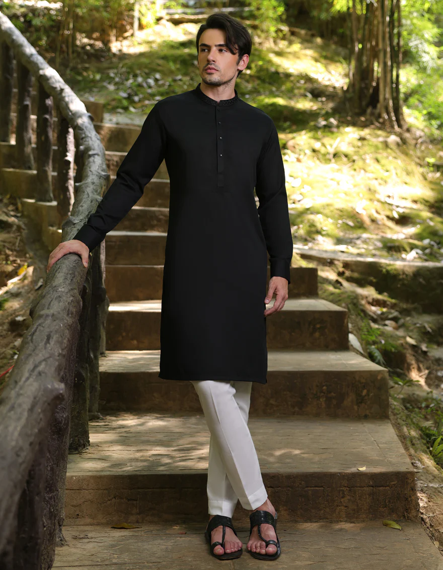 BLACK BLENDED KAMEEZ SHALWAR | JJKS-A-33253/S25/JJ9 - Image 3