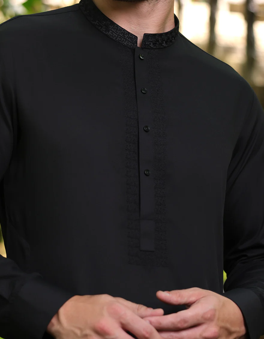 BLACK BLENDED KAMEEZ SHALWAR | JJKS-A-33253/S25/JJ9 - Image 5