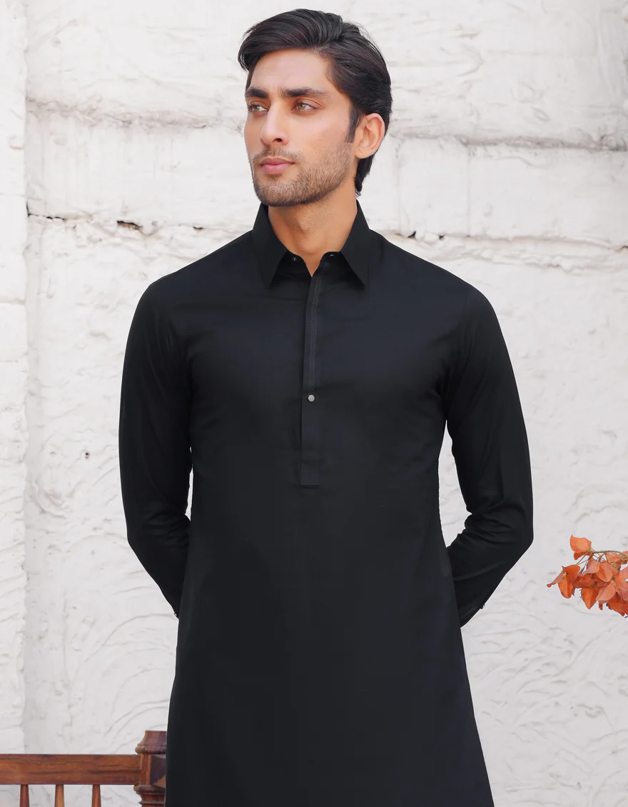 BLACK COTTON KAMEEZ SHALWAR | JJKS-A-33337/S25/JJ9832-CL - Image 2