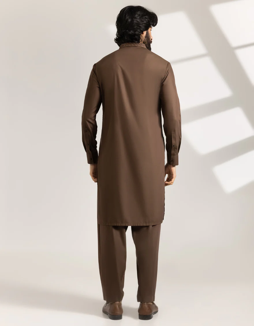 BROWN BLENDED KAMEEZ SHALWAR | JJKS-A-33421/S25/JJ9933-SF - Image 4