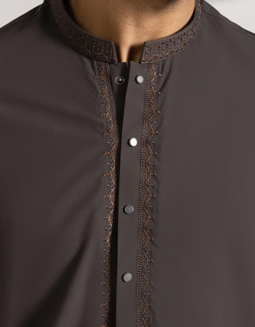 BROWN BLENDED KAMEEZ SHALWAR | JJKS-A-33441/S25/JJ10123-SF - Image 3